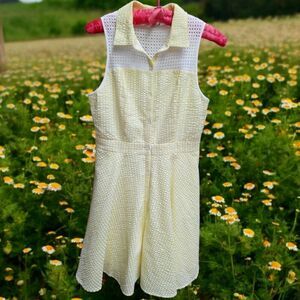 Charming Charlie Yellow Gingham Dress Size S butter cream yellow
